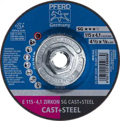 PFERD 63255 4-1/2" x 1/8" Pipeline Wheel, 5/8-11 Thd. 4.1mm, ZA 30 S SG-PIPE, Type 27 (10pk)