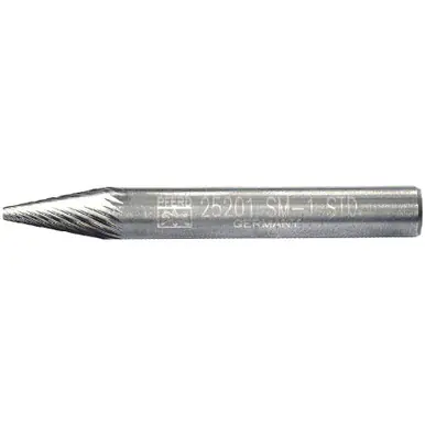 PFERD 25201 Carbide Bur, Cone (Pointed), SGL Cut 1/4" x 1/2" x 1/4" Shank, SM-1