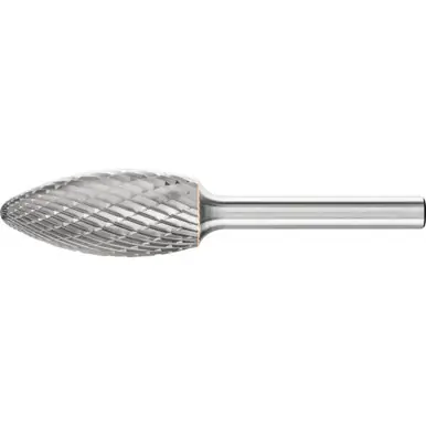 PFERD 24892 Carbide Bur, Flame Shape, DBL Cut 5/8" x 1-7/16" x 1/4" Shank, SH-6