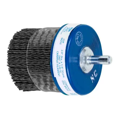PFERD 84252 2" x 1/4 Shank Mtd M-BRAD Cup Brush Round Crimped Fill, .040 SiC 120 Grit