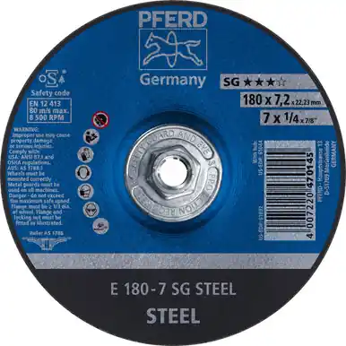 PFERD 61044 7" x 1/4" Grinding Wheel, 5/8-11 Thd. A 24 R SG - Type 27 (10pk)