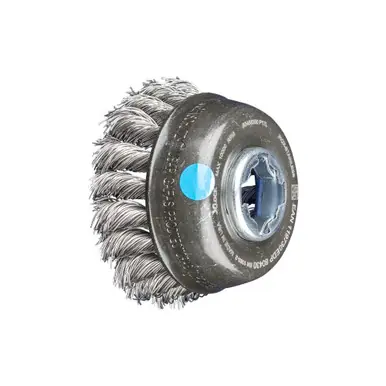 PFERD 80430 3-1/2" OD knot cup brush, .020" stainless steel wire, X-LOCK mounting system