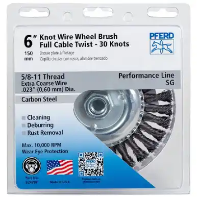 PFERD 82478P P.O.P. 6" Full Cable Knot Wheel 30-Knot .023 CS Wire 5/8-11 (5pk)