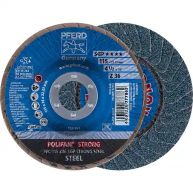 PFERD 62945 4-1/2" x 7/8" POLIFAN-STRONG Flap Disc SGP Conical Zirconia 36G (10pk)