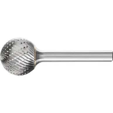 PFERD 24602 Carbide Bur - Ball Shape, DBL Cut 3/4" x 11/16" x 1/4" Shank - SD-7