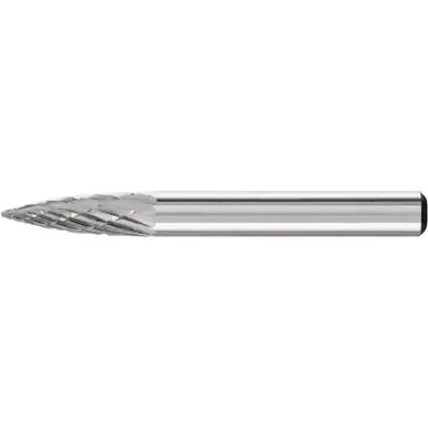 PFERD 24782 Carbide Bur, Tree Shape Pointed, DBL Cut 1/4" x 5/8" x 1/4" Shank