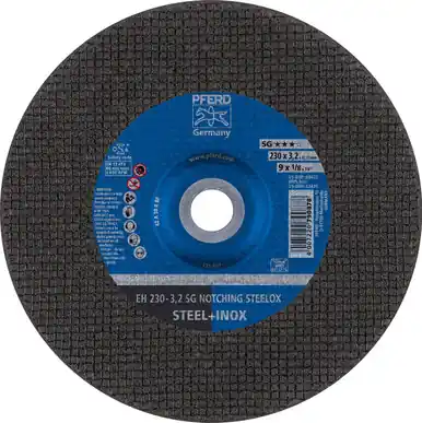 PFERD 63425 9" x 1/8" Notching Wheel, 7/8" AH A 24 R SG-INOX - Type 27 (20pk)
