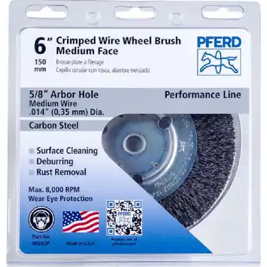 PFERD 80042P 6" Crimped Wire Wheel Narrow Face .014 Wire 5/8-1/2" AH (5pk)