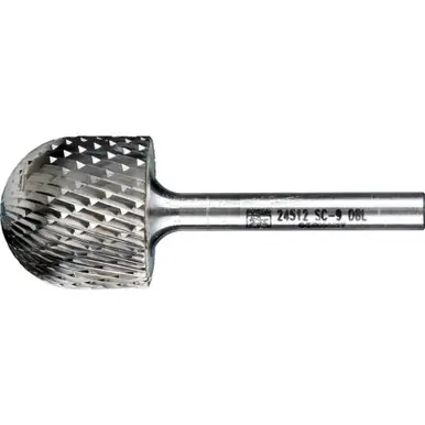 PFERD 24512 Carbide Bur, Cylind. Radius End, DBL Cut 1" x 1" x 1/4" Shank