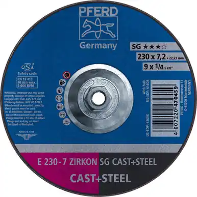 PFERD 61608 9" x 1/4" Grinding Wheel, 5/8-11 Thd. ZA 30 S SG - Type 27 (10pk)