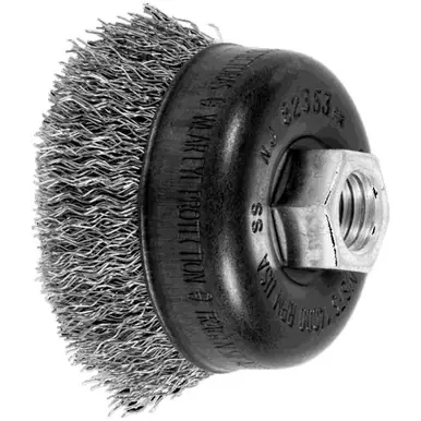 PFERD 82353P P.O.P. 2-3/4" Crimped Wire Cup Brush .014 SS Wire, 5/8-11 Thread ext., (5pk)