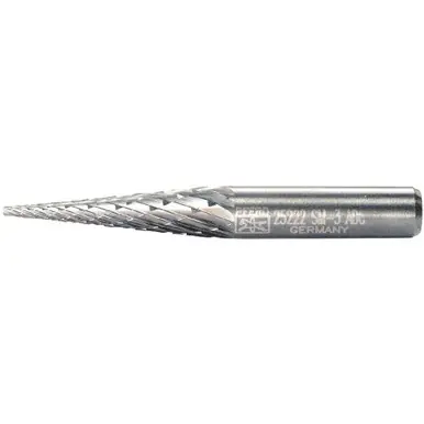 PFERD 25222 Carbide Bur - Cone (Pointed), DBL Cut 1/4" x 1" x 1/4" Shank - SM-3