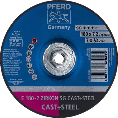 PFERD 61607 7" x 1/4" Grinding Wheel, 5/8-11 Thd. ZA 30 S SG - Type 27 (10pk)