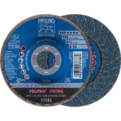PFERD 62947 4-1/2" x 7/8" POLIFAN-STRONG Flap Disc SGP Conical Zirconia 50G (10pk)