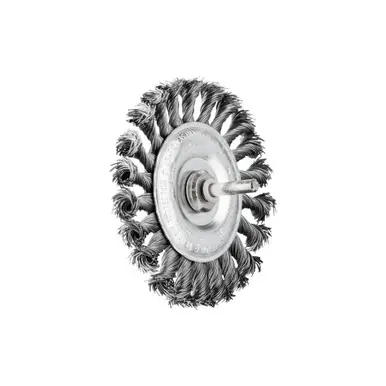 PFERD 82920 4" Shank Mtd Knot Wheel Brush .020 CS Wire, 1/4" Shank (10pk)