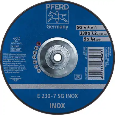PFERD 61112 9" x 1/4" Grinding Wheel 5/8-11 Thd. A 30 N SG-INOX Type 27 (10pk)