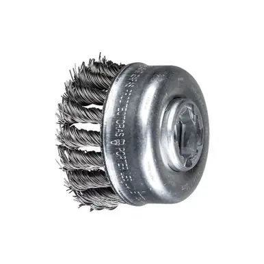 PFERD 80429 2-3/4" OD knot cup brush, .020" stainless steel wire, X-LOCK mounting system