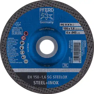 PFERD 63169 - 6" x .04 - 5" Cut-Off Wheel, 7/8" AH A 46 R SG INOX - Type 27 (25pk)
