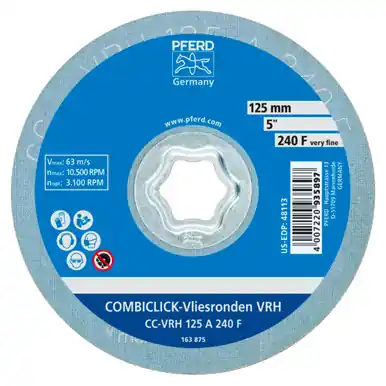 PFERD 48113 COMBICLICK Surface Conditioning Disc 5" Aluminum Oxide, Very Fine Grade (10pk)