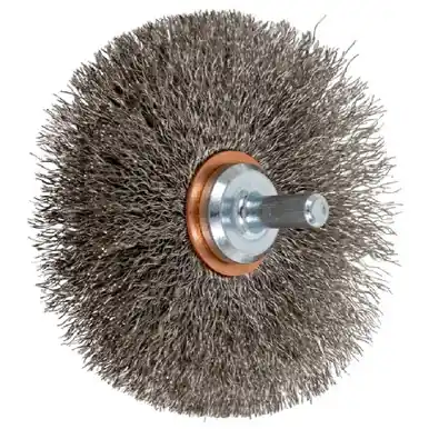 PFERD 82912 3" Crimped Shank Mtd Wheel Brush .008 SS Wire, 1/4" Shank (10pk)