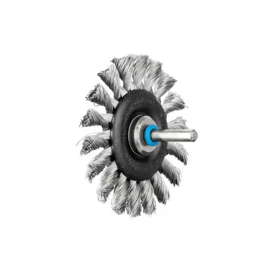 PFERD 82921 3" Shank Mtd Knot Wheel Brush .014 SS Wire, 1/4" Shank (10pk)