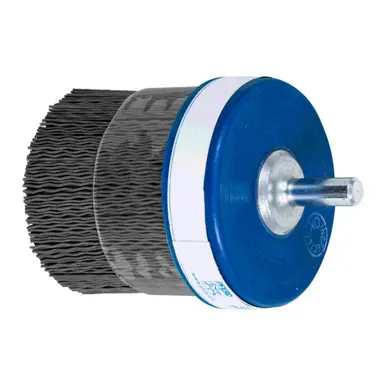 PFERD 84254 2" x 1/4 Shank Mtd M-BRAD Cup Brush Round Crimped Fill, .022 SiC 320 Grit