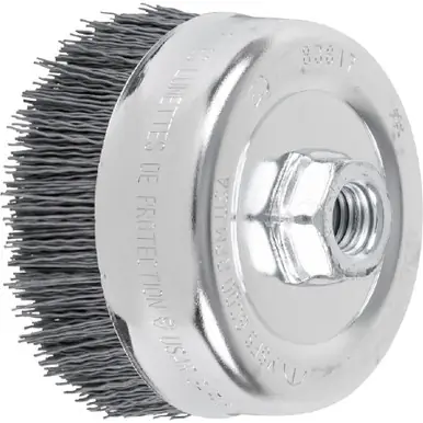 PFERD 83817 4" M-BRAD Nylon Abrasive Cup Brush 5/8-11 Thread .022 SiC - 320 Grit
