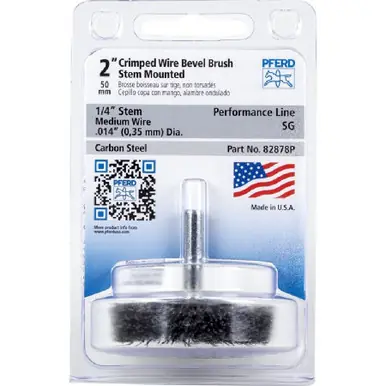 PFERD 82878P 2" Mounted Flared Cup Brush .014 CS Wire, 1/4" Shank, Retail Pkg (5pk)