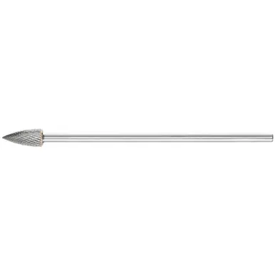 PFERD 26122 Carbide Bur, Tree Shape Pointed, DBL Cut T1/2" x 1" x 1/4" Ext. Shank
