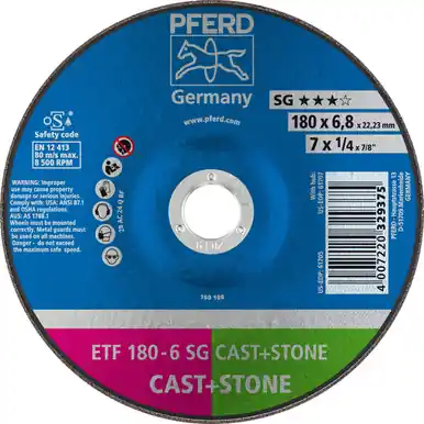PFERD 61705 7" x 1/4" Grinding Wheel, 7/8" AH T28 C 24 Q SG - Saucer (10pk)