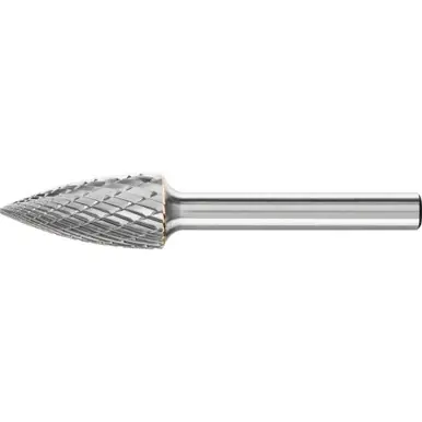 PFERD 24812 Carbide Bur, Tree Shape Pointed, DBL Cut 1/2" x 1" x 1/4" Shank