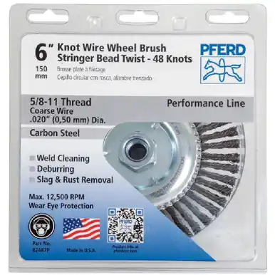 PFERD 82487P P.O.P. 6" Stringer Bead Knot Wheel .020 CS Wire 5/8-11 48 Knots (5pk)