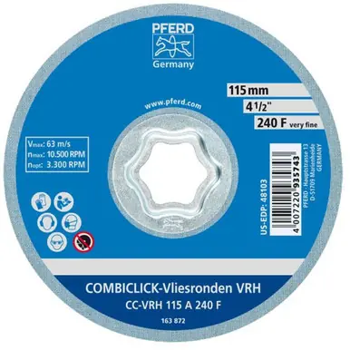 PFERD 48103 COMBICLICK Surface Conditioning Disc 4-1/2" Aluminum Oxide, Very Fine Grade (10pk)