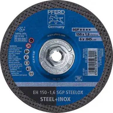 PFERD 63194 - 6" x .04 - 5" Cut-Off Wheel 5/8-11 A 46 S SGP-INOX Type 27 (10pk)