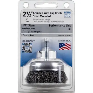 PFERD 82830P P.O.P. 2-1/2" Crimped Shank Mtd Cup Brush .012 CS Wire, 1/4" Shank (5pk)