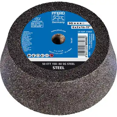 PFERD 61803 6" Flaring Cup Wheel, 5/8-11 Thd. T11 Aluminum Oxide - Steel Back (2pk)