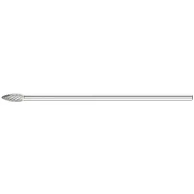 PFERD 26162 Carbide Bur, Flame Shape, DBL Cut 5/16" x 3/4" x 1/4" Ext. Shank