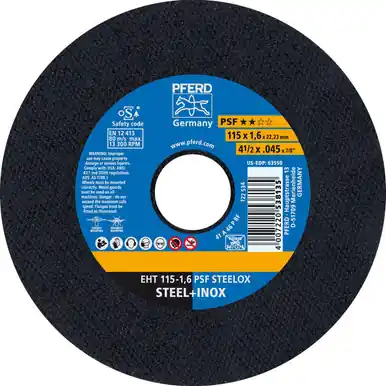 PFERD 63550 4-1/2" x .045" Cut-Off Wheel 7/8" AH A46P PSF-INOX Type 1 (25pk)