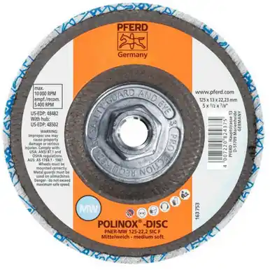 PFERD 48502 5-1/2" POLINOX Unitized Disc T27 Conical, 5/8-11 Thread, SiC Fine W, 3SF (5pk)