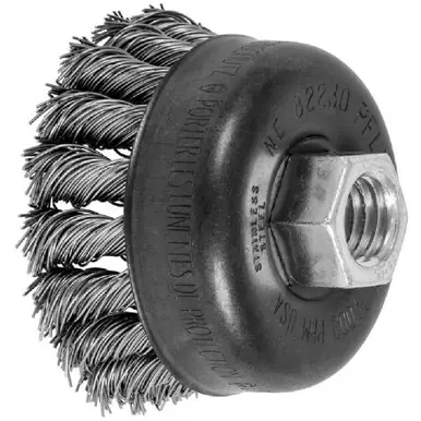 PFERD 82330 2-3/4" Knot Wire Cup Brush .020 SS Wire, 5/8-11 Thread (ext.) (5pk)