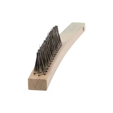 PFERD 85011 Curved Handle Scratch Brush 3x14 Rows V-Groove SS Wire Wood Block (12pk)