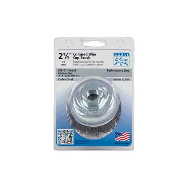 PFERD 82243P P.O.P. 2-3/4" Crimped Wire Cup Brush .014 CS Wire, 5/8-11 Thread ext., (5pk)