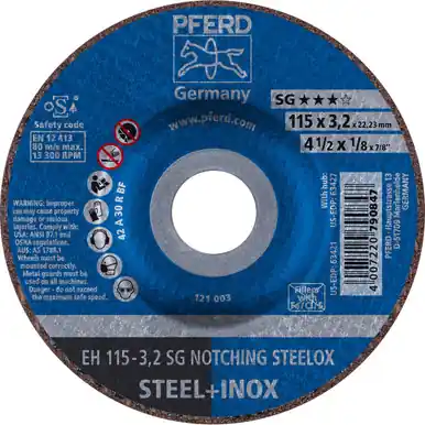 PFERD 63421 4-1/2" x 1/8" Notching Wheel 7/8" AH A 24 R SG-INOX Type 27 (20pk)