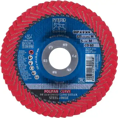 PFERD 67197 5" x 7/8" POLIFAN CURVE Flap Disc SGP Ceramic Oxide 60G Med. Radius (10pk)