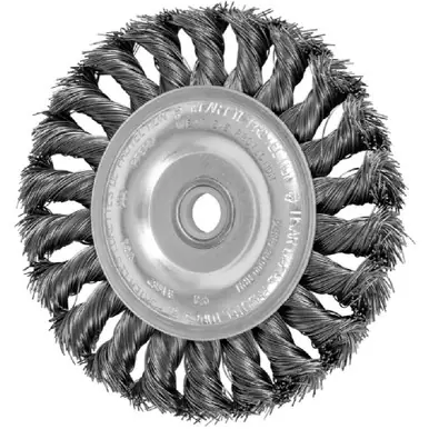 PFERD 81657 4" Standard Twist Knot Wheel .014 CS Wire, 1/2-3/8" A.H. (10pk)