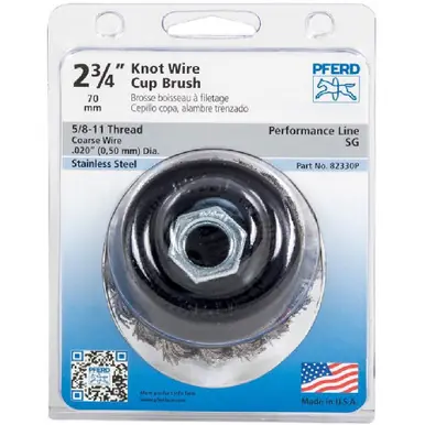 PFERD 82330P P.O.P. 2-3/4" Knot Wire Cup Brush .020 SS Wire 5/8-11 (5pk)