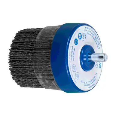 PFERD 84251 2" x 1/4 Shank Mtd M-BRAD Cup Brush Round Crimped Fill, .040 SiC 80 Grit