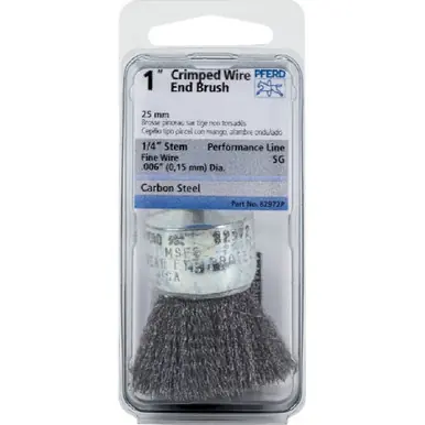 PFERD 82972P P.O.P. 1" Crimped Wire End Brush .006 CS Wire, 1/4" Shank (5pk)