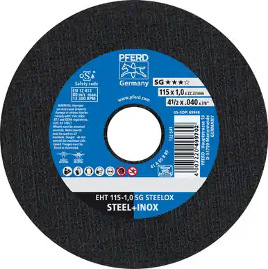 PFERD 69948 - 4-1/2" x .040" Cut-Off Wheel 7/8" AH A R SG INOX 60G Type 1 (25pk)