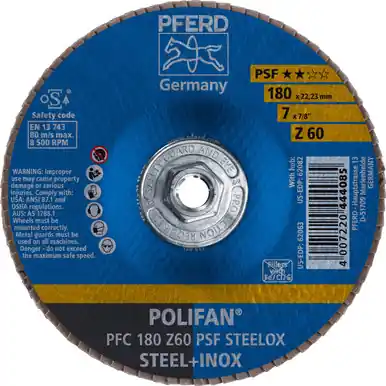 PFERD 62082 7" x 5/8-11 POLIFAN Flap Disc - Conical PSF Zirconia 60G (10pk)